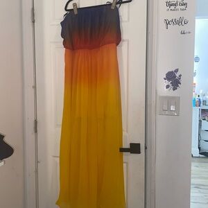 Bisou Bisou strapless ombré maxi dress with two front slits